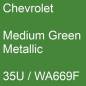 Preview: Chevrolet, Medium Green Metallic, 35U / WA669F.